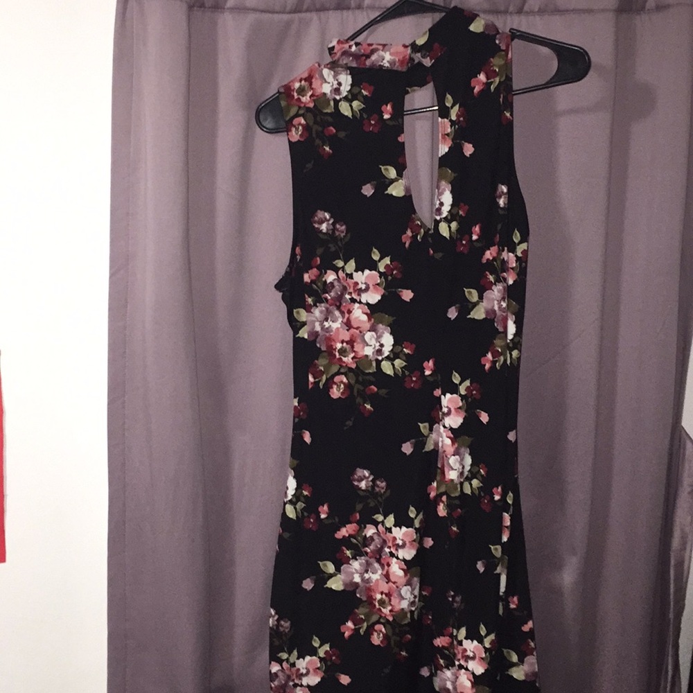 FLORAL Pink black dress summergreen